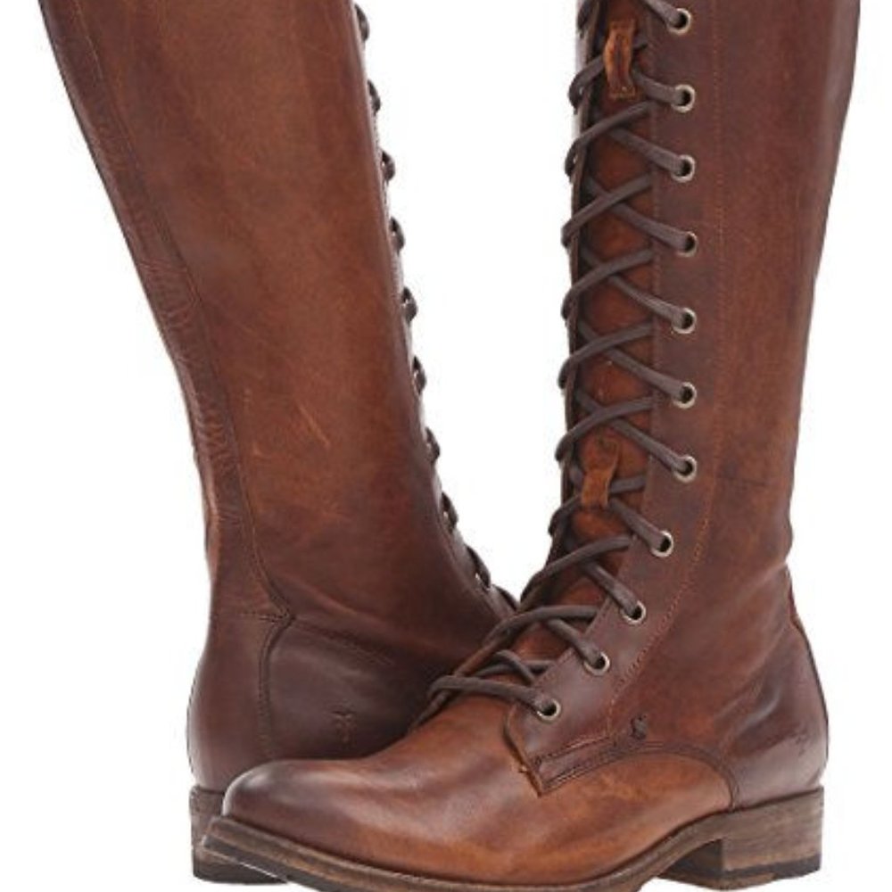 Frye Melissa Lace Up Boots Cognac Brown 8 Womens Tall Leather $458 Nordstrom